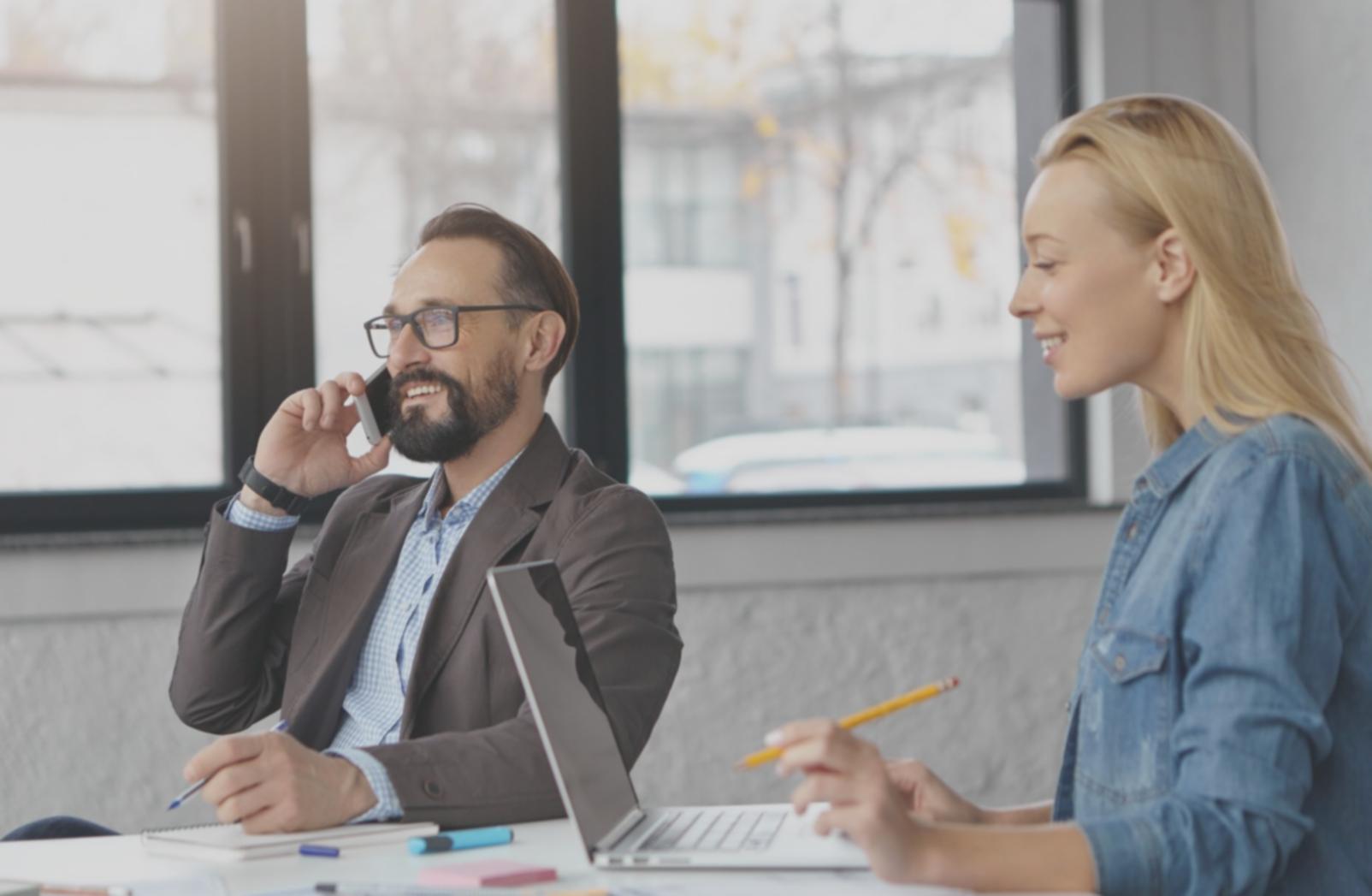 Business team collaborating on financial analysis and strategic planning